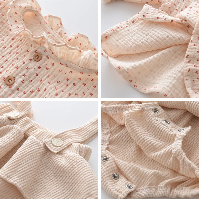 Melario Baby Girls Romper 2pcs Sweet Spring Newborn Clothes Casual Floral Toddler Girls Rompers Ruffle Infant Baby Jumpsuit Fall