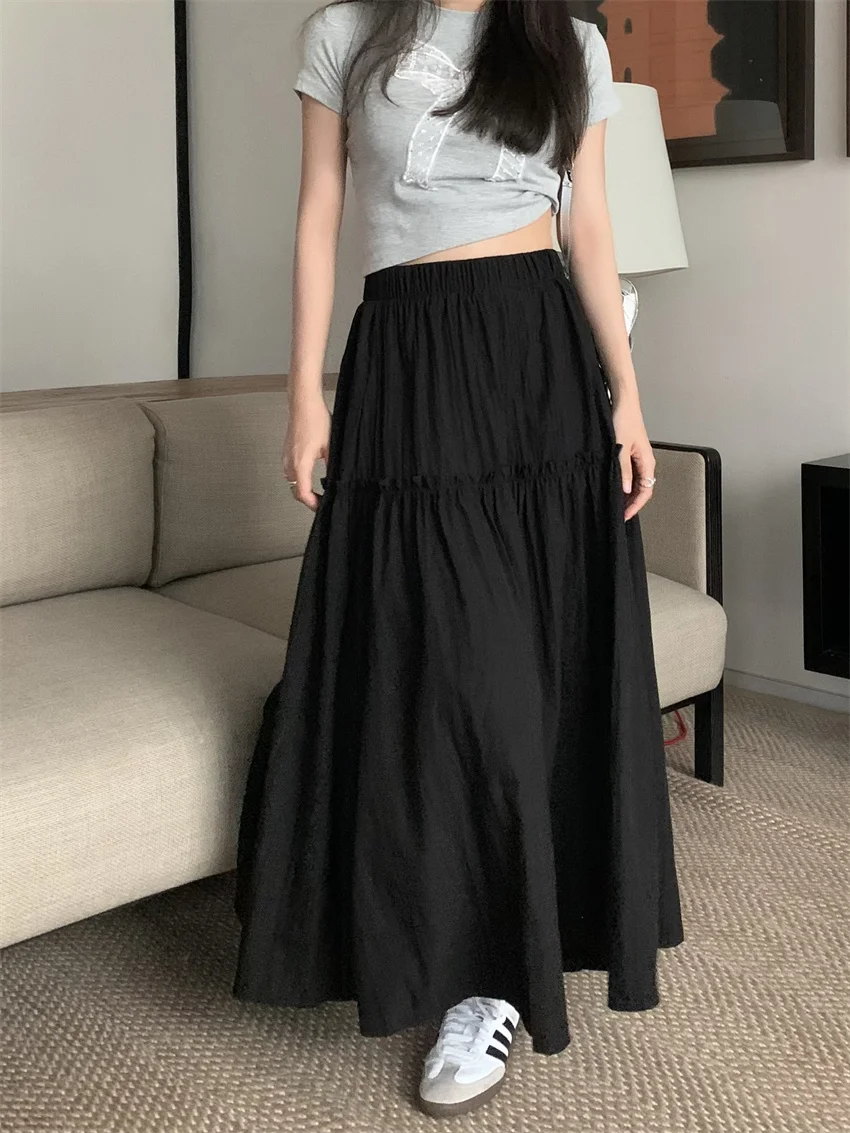 Женская длинная юбка с оборками Alien Kitty Повседневная Свободная универсальная