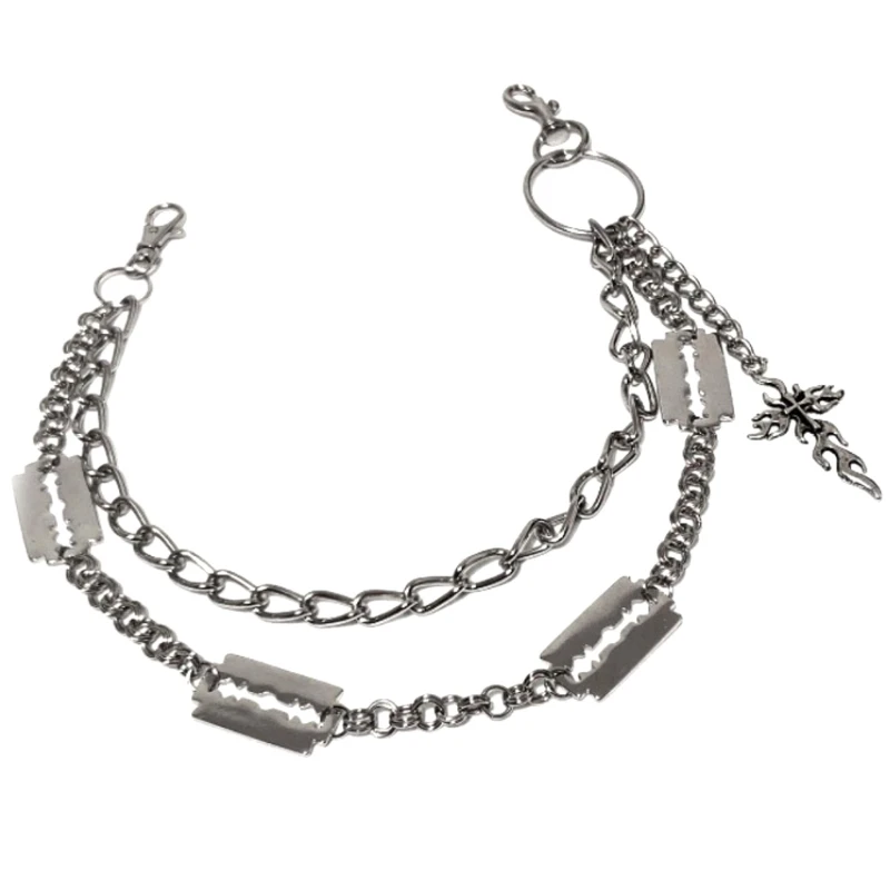 

Металлическая цепочка в стиле панк с крестом, брелки для мужчин и женщин, поясная цепочка для брюк, N0HE