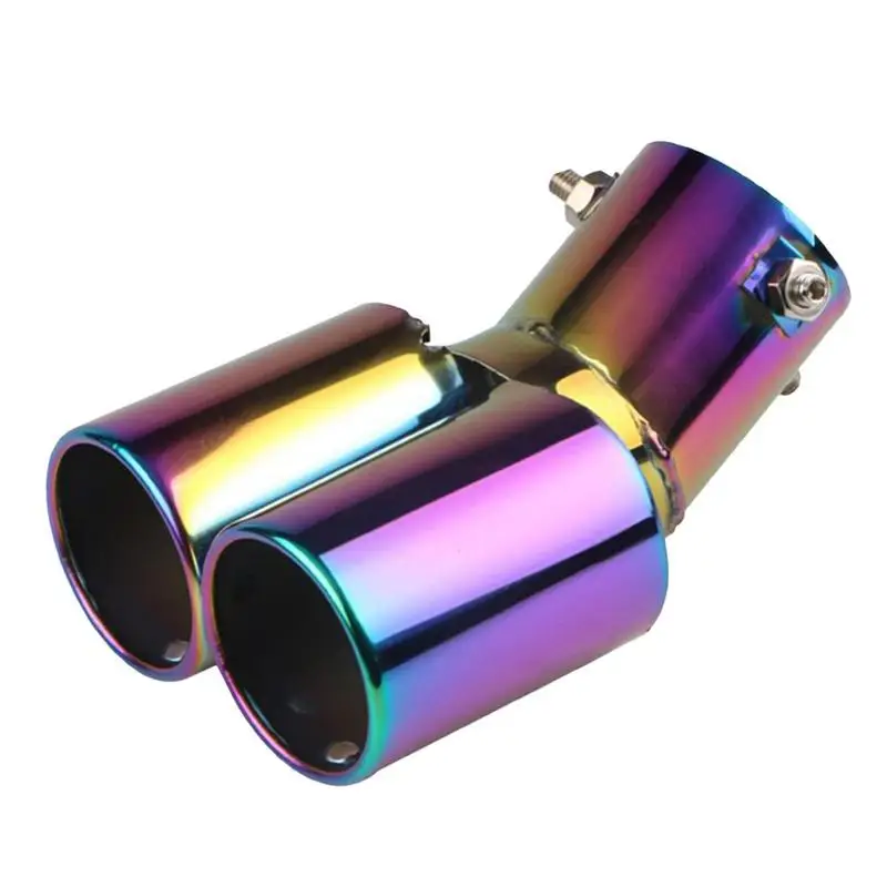 

Exhaust Pipe Double Muffler Double Tube Auto Universal Muffler 304 Stainless Steel Modification Supplies For Most Cars SUVs