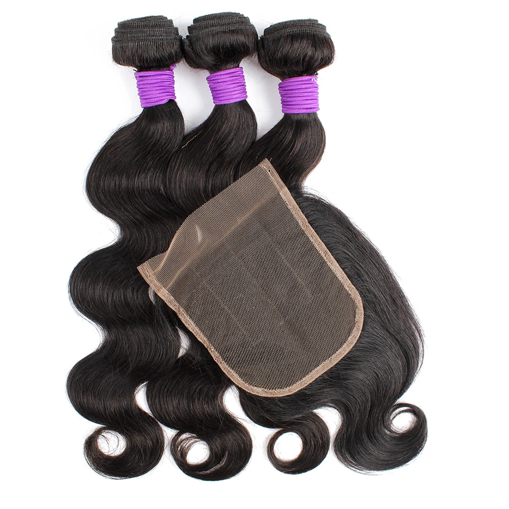 Remy Indian Human Hair Extension 4*4 Swiss Lace Closures
