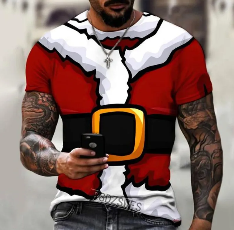 

Christmas Carnival Men's T-shirt 3D printed Santa Claus costume Christmas Tree Snowman atmosphere/Winter spring clothing