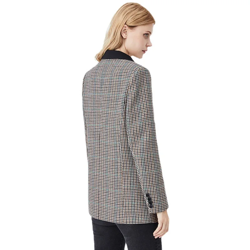 Retro Plaid Suit Jacket Women Autumn Tailored Coat Wool Fashion Slim Coats Casual Business Blazer Jackets Office Lady Blazers