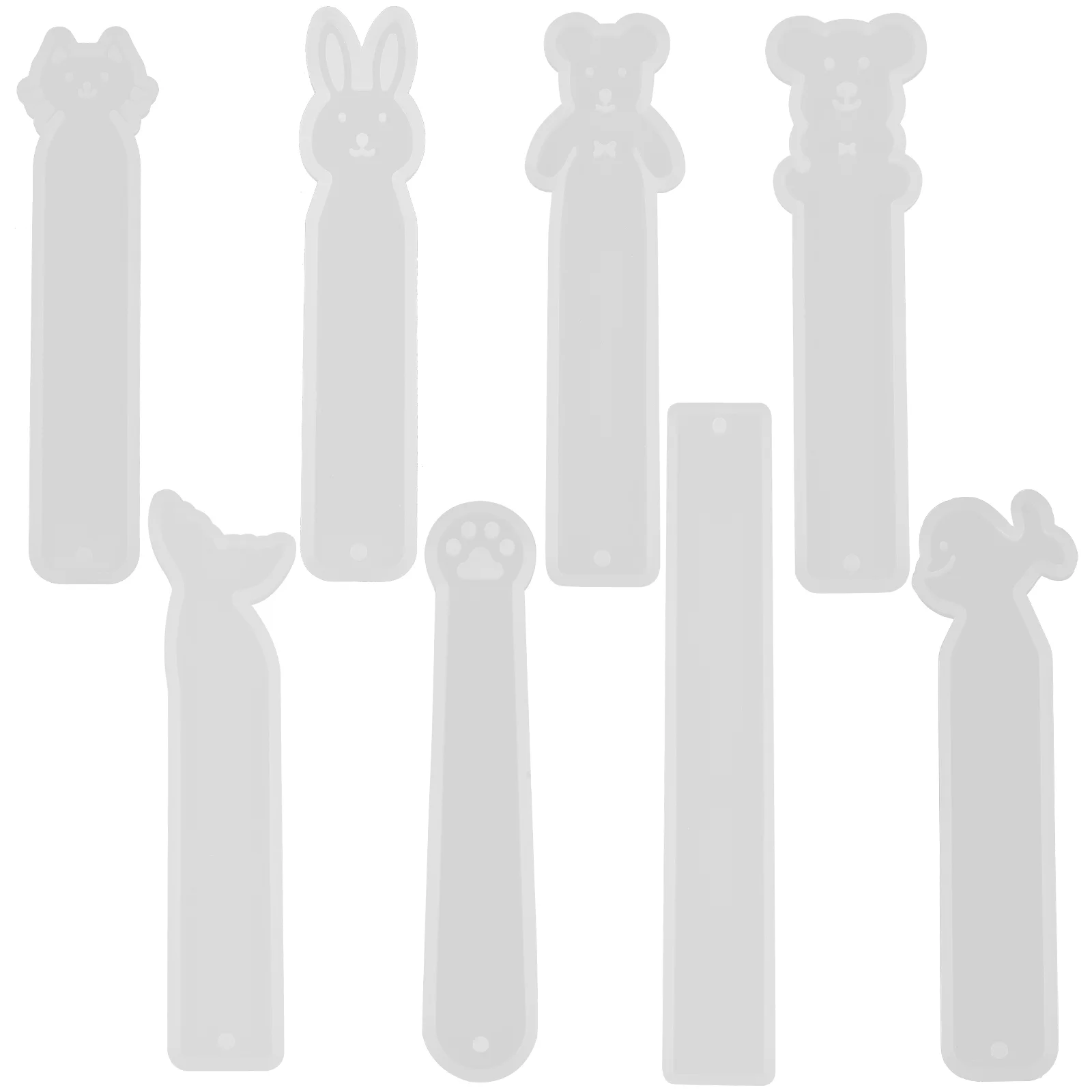 

8 Pcs Epoxy Resin Molds Bookmark Resin Rabbit DIY Epoxy Casting Crafts Flexible White Silica Gel Supplies