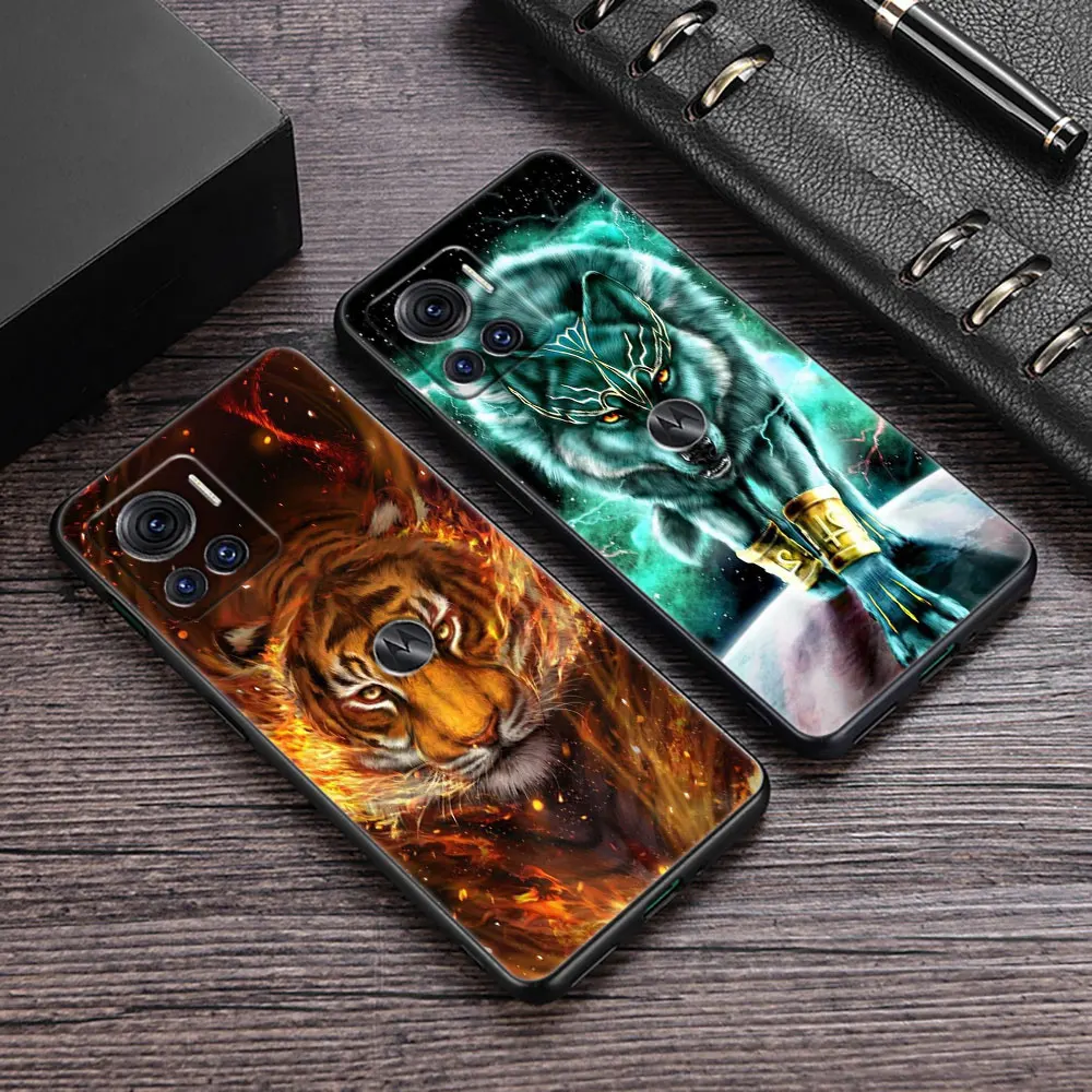 

The Tigre Wolf Lion Animal Phone Case For Motorola Moto G60 G71 G72 G73 G53 G52 G51 G32 G30 G22 G9 G8 Power Plus Soft Back Cover
