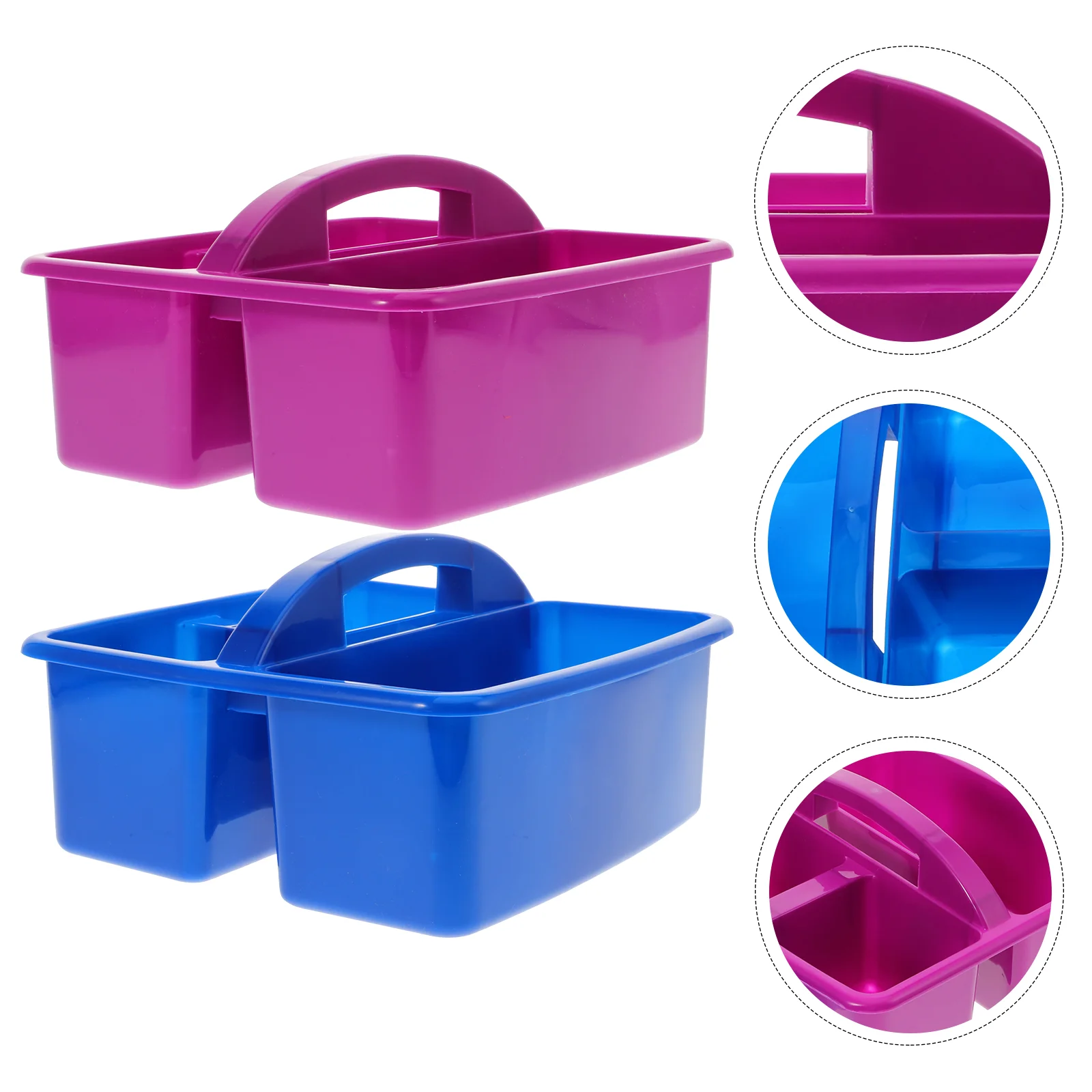 

2 Pcs Storage Box Supplies Cases Paint Brushes Compartment Drawing Holder Plastic Containers Portable Basket Student Bins