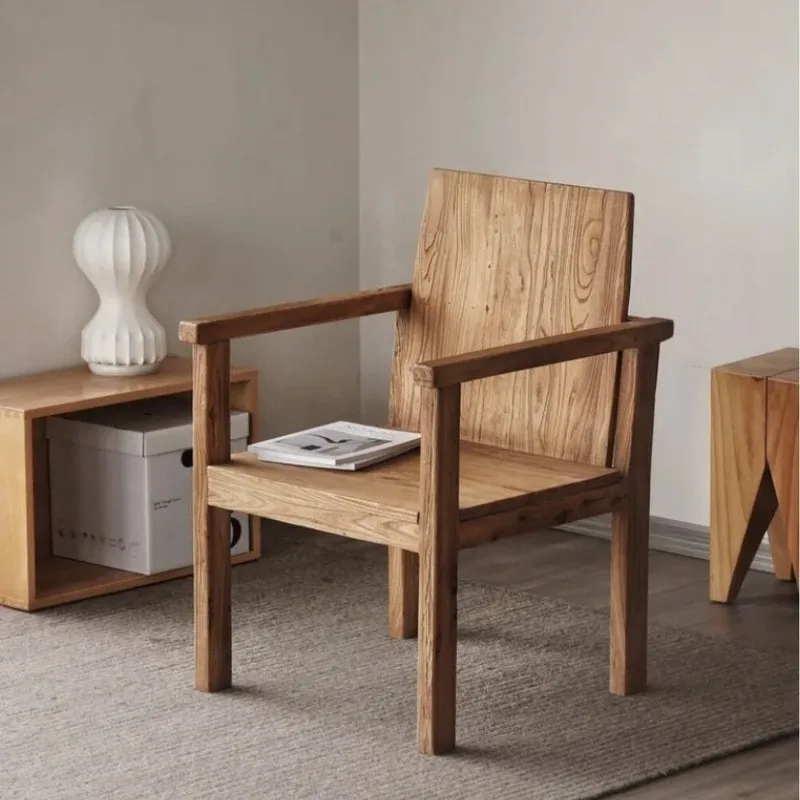 Старый стул Yumu со спинкой винтажный Одноместный для балкона мебель гостиной