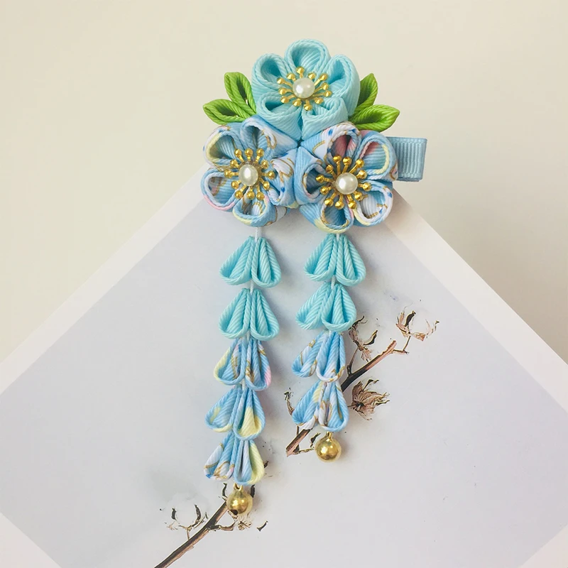 Японское кимоно из ткани с цветком складной веер детские аксессуары для волос