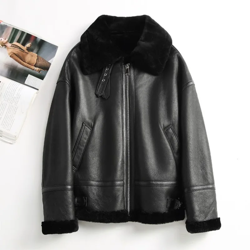 

2022 New Genuine Leather Jacket Women Nature Sheepskin Real Wool Fur Coat Male Flight Suit Coats Winter jackets De Cuero Genuino