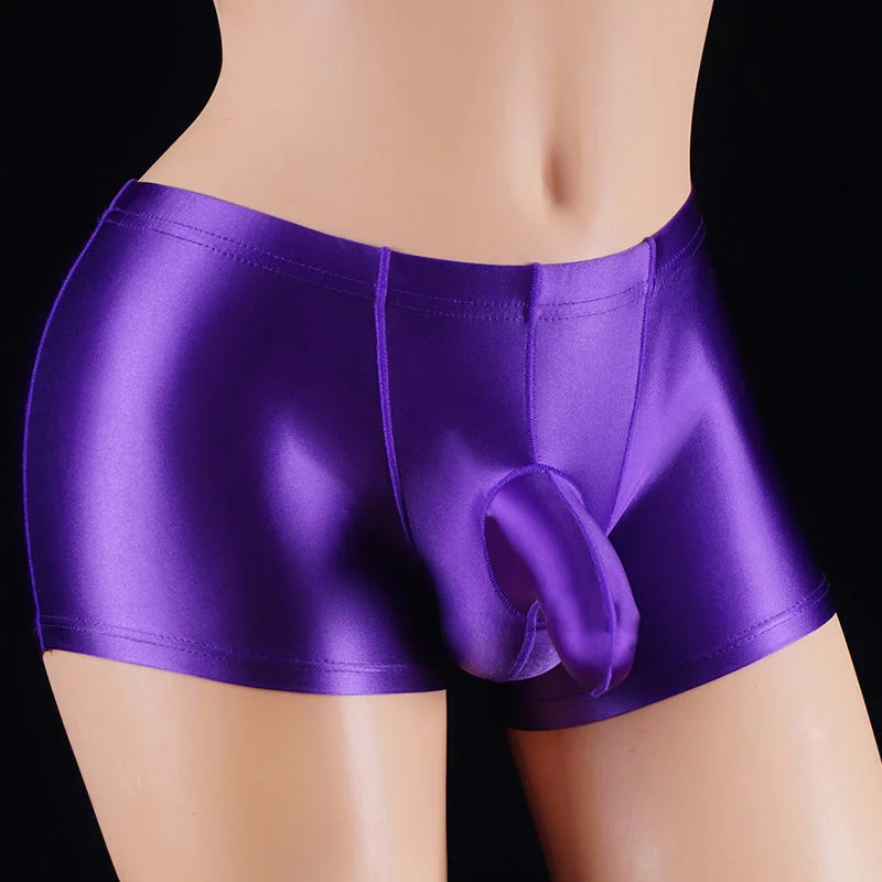 Glossy Mens Sexy See Through Underwear Short Panties Male Plus Size Briefs Lingeries Bottoms
