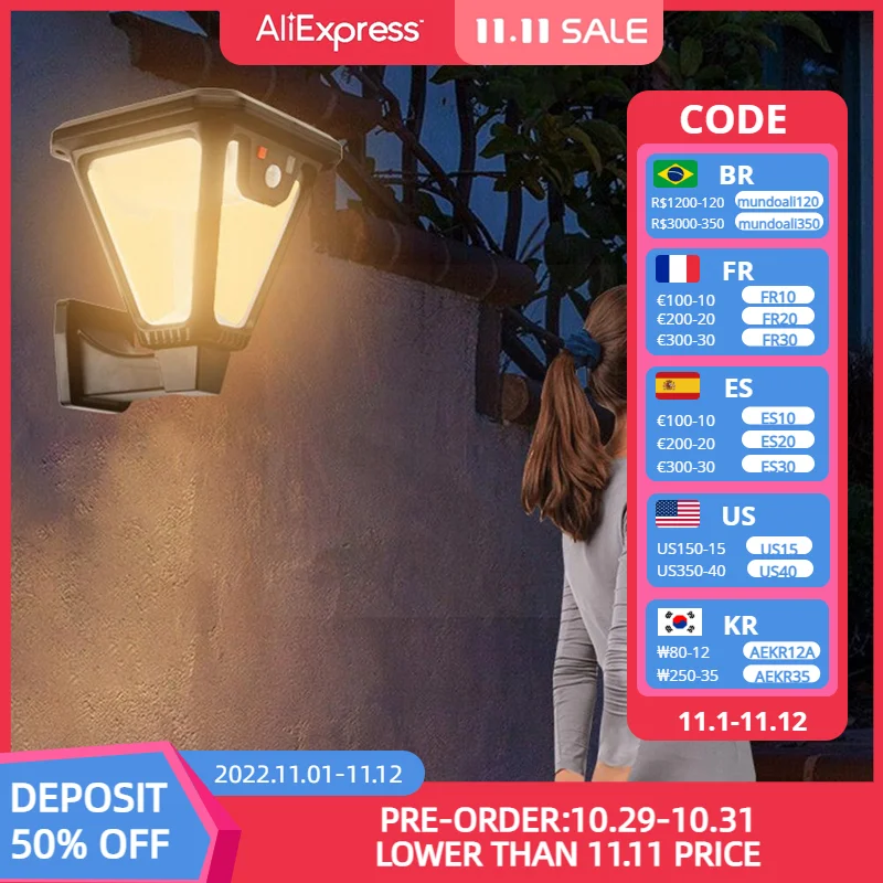 

Led Solar Light Outdoor Solar Lamp With Motion Sensor Ip65 Waterproof Solar Powered Sunlight Spotlights For Garden Decorati K9y1