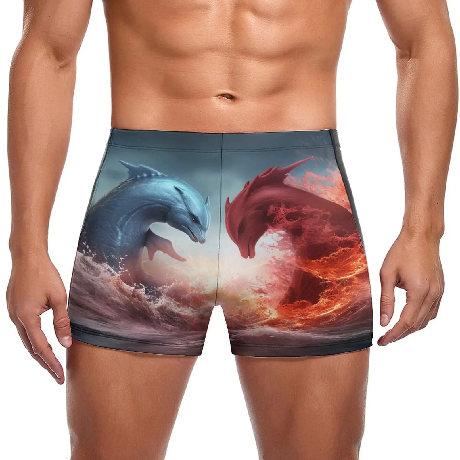 

Плавательные трусы с дельфином, 3d стиль, Инь Янь, пляжные шорты для плавания, модные быстросохнущие мужские трусы