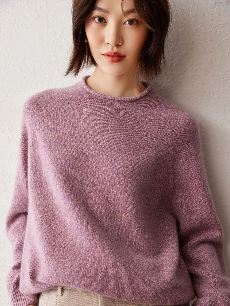 Женский свитер с длинным рукавом круглым вырезом на осень/зиму