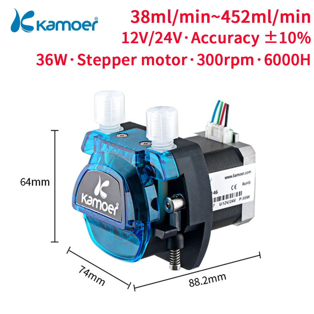 

Kamoer KCM Stepper Motor Peristaltic Pump High Flow Liquid Pump BPT / Silicon Tube Supports Self-Priming More than 2 Meters