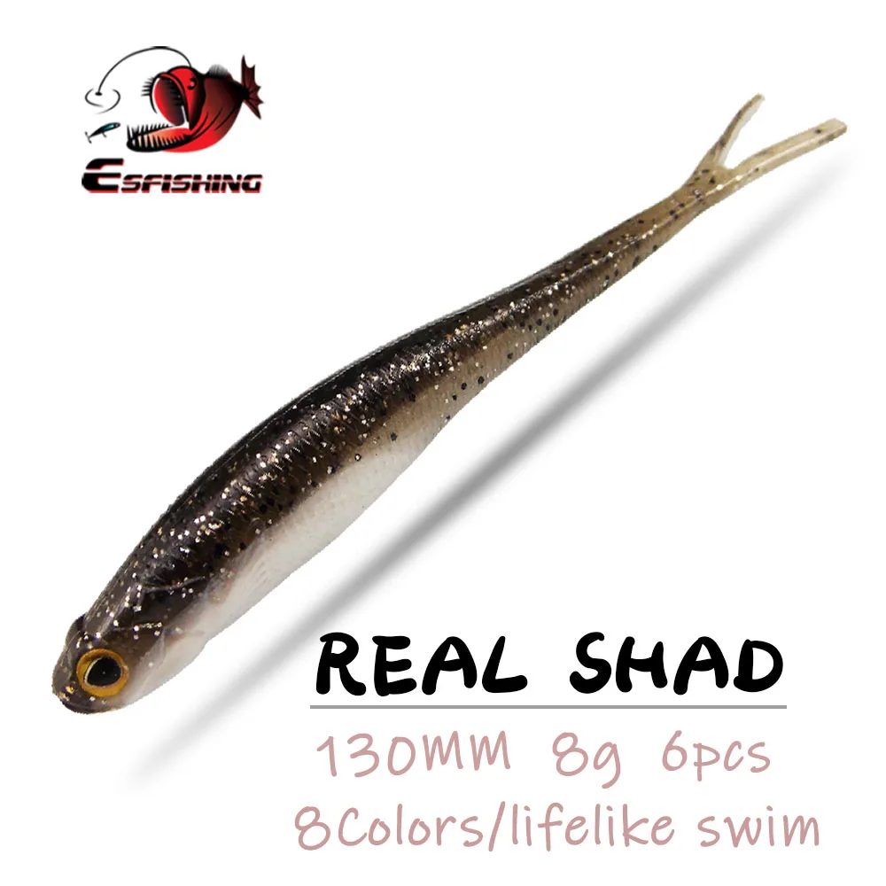 ESFISHING Swimming Forktail Real Shad 130 мм Isca искусственная силиконовая мягкая пластиковая приманка для щуки, окуня, рыболовные снасти ESFISHING Swimming Forktail Real Shad 130 мм Isca искусственная силиконовая мягкая пластиковая приманка для щуки, окуня, рыболовные снасти