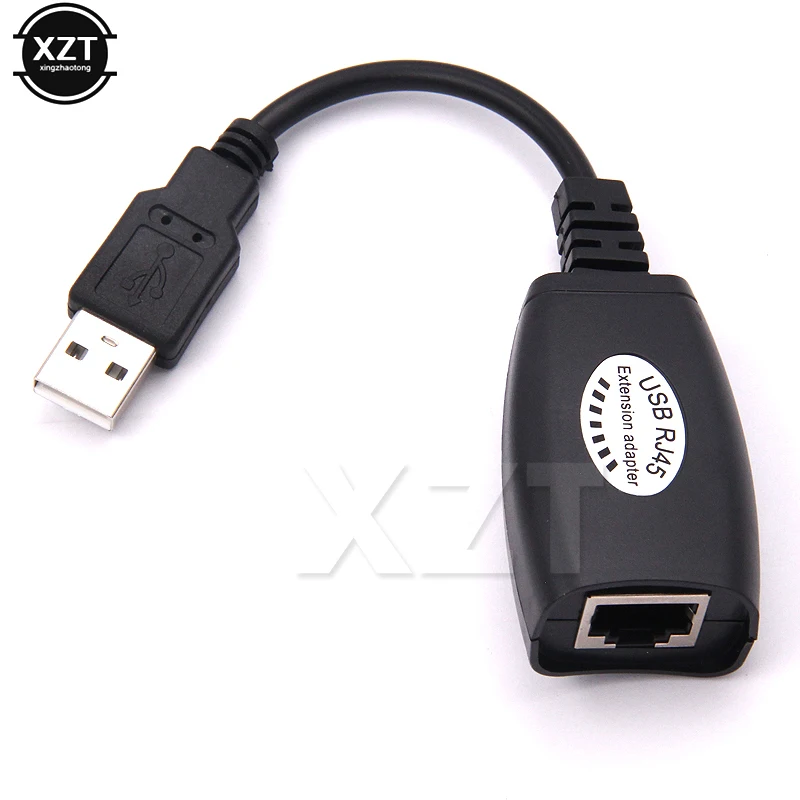 High Speed Black Mini USB RJ45 LAN Cable Adapter Extension USB Cat5e Network Cable Extension Adapter 50m Use CAT5 LAN Cable images - 6