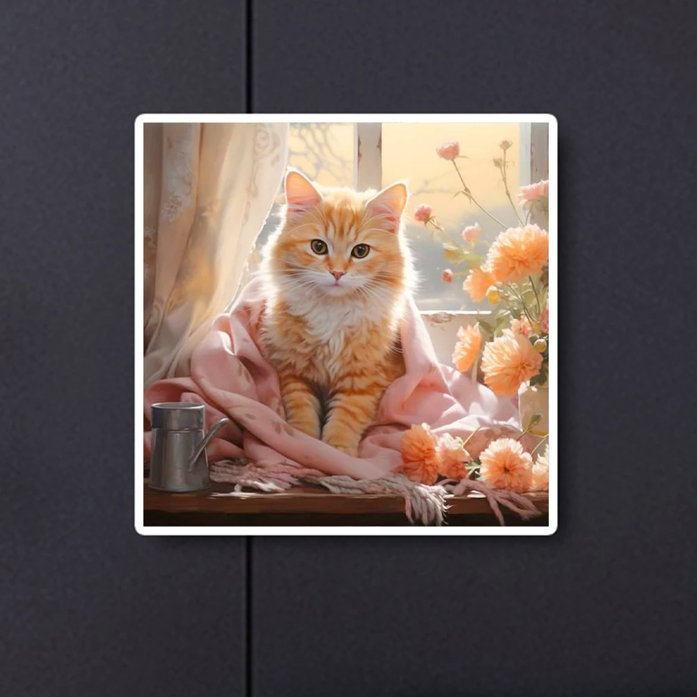 5D DIY Полный круглый дрель Алмазная картина Животное Кошка Комплект украшения