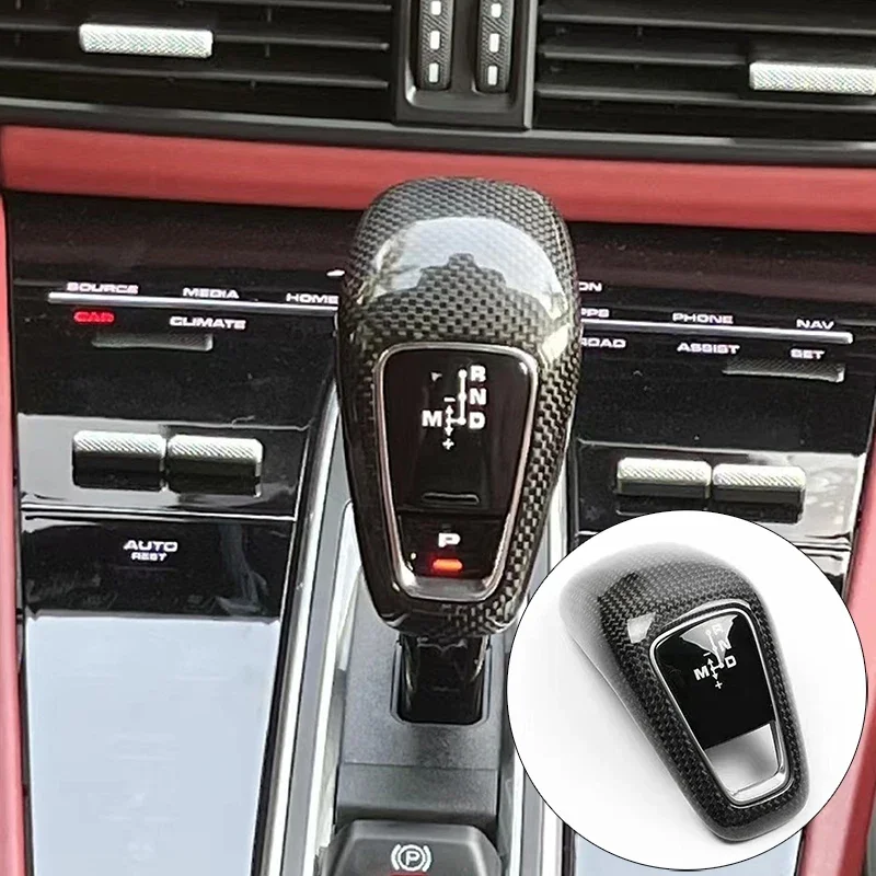 

Ручка переключения передач из натурального углеродного волокна, накладка на головку для Porsche Cayenne 2018-2023, ручки переключения передач, сменная крышка, автомобильные аксессуары