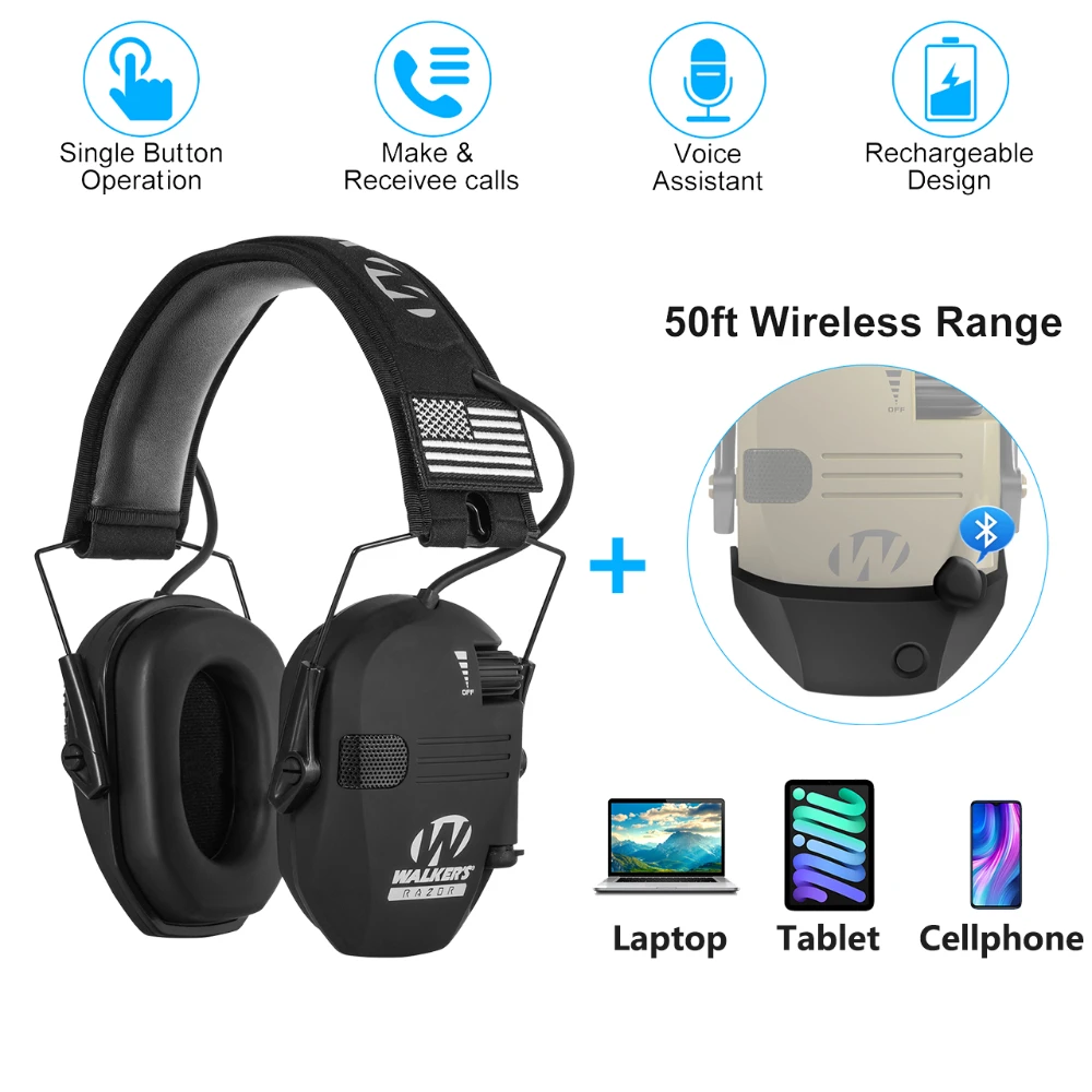 

Тактическая гарнитура с Bluetooth-адаптером, Защита слуха, 23 дБ, наушники, военные наушники для стрельбы, охота, шумоподавление