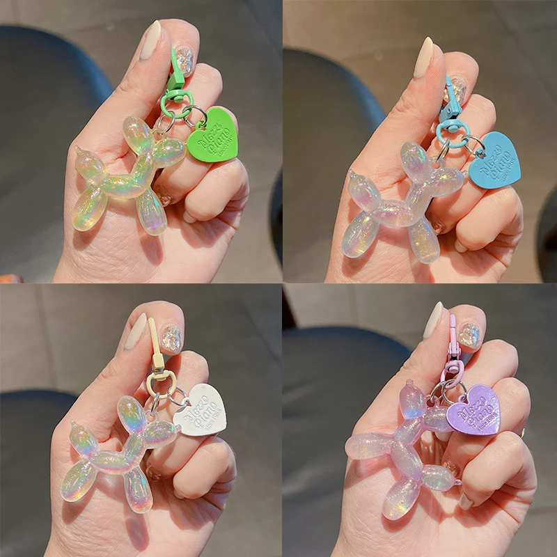 

Jelly color Cute Puppy Cartoon Animal Couple Keychains Key Ring For Women Simple Pet Bag Car Key Airpods Box Jewelry Accessories