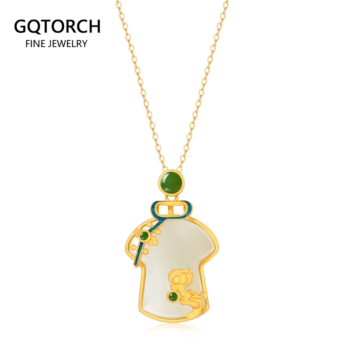 

925 Sterling Silver Necklaces With Jade Wholesale Cheongsam Shape Necklace Jasper Golden Cross Color Women Nephrite Necklace