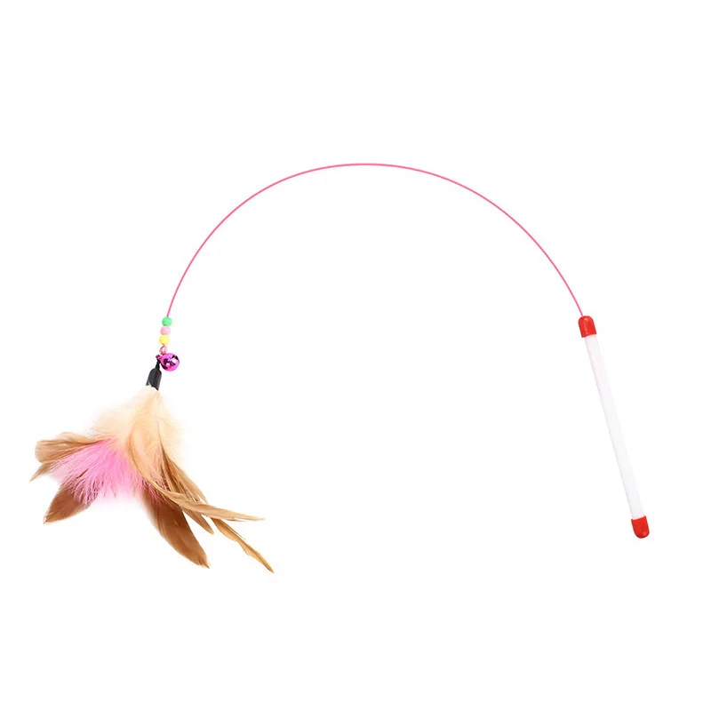 

Cat Toy Pet High Toughness Two-Color Bell Feather Steel Wire Simulation Bird Funny Cat Stick