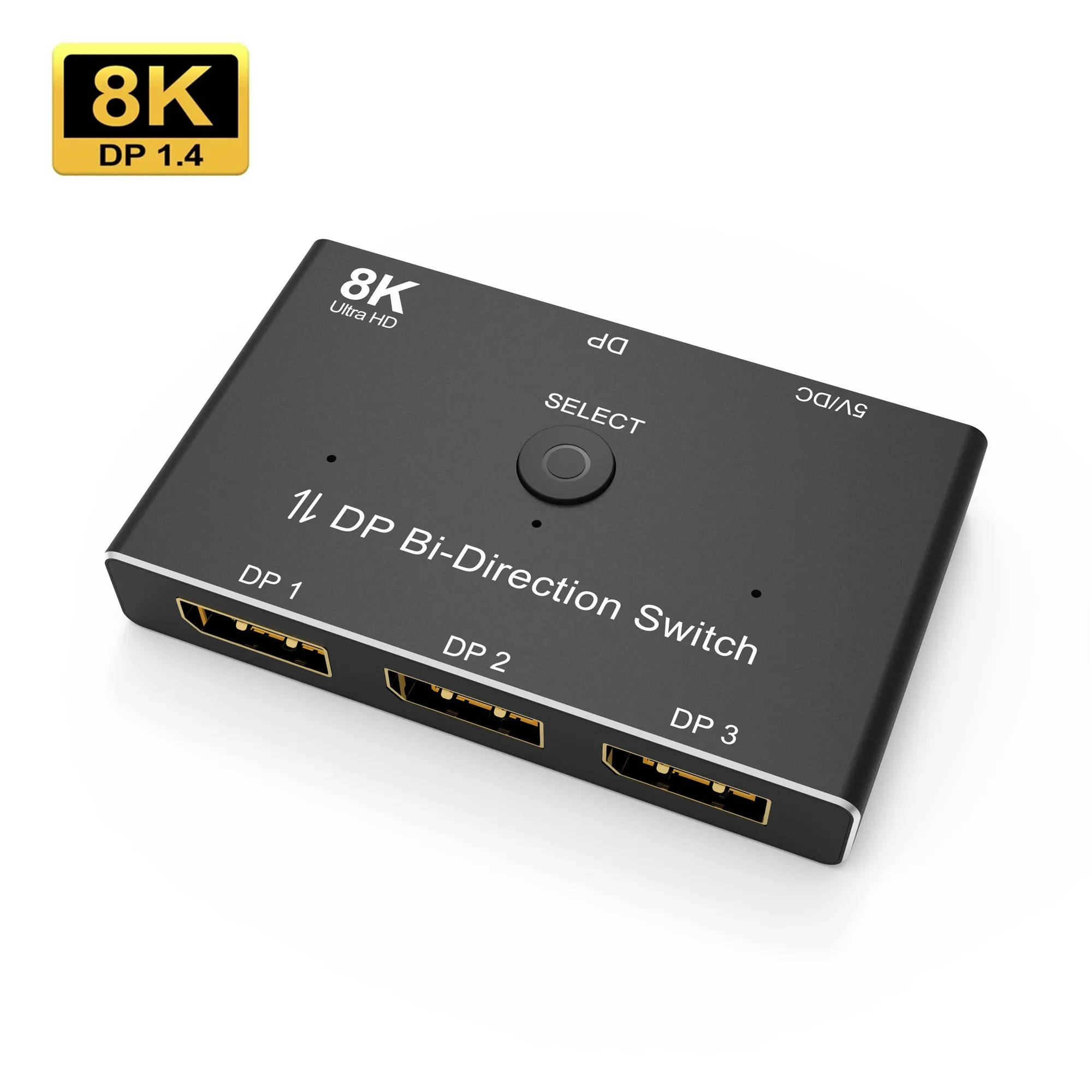 3-портовый 8K разделитель порта дисплея 1x3 двухсторонний переключатель DP 1,4 8K @ 60 Гц 4K @ 144 Гц для переключателя нескольких источников и дисплея