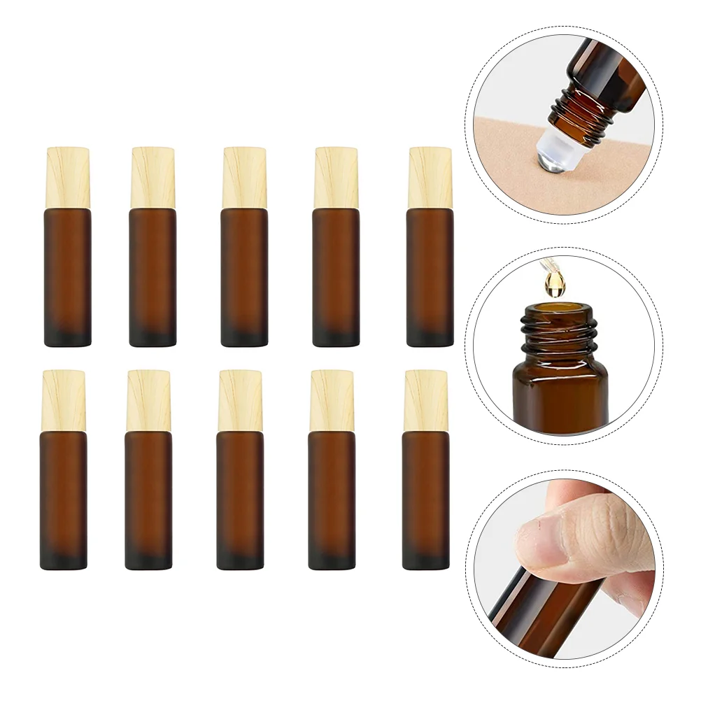 

10Pcs Liquid Dispenser Thicken Glass Bottle Glass Empty Bottle Steel Bottle Roll-on Bottle for Storage