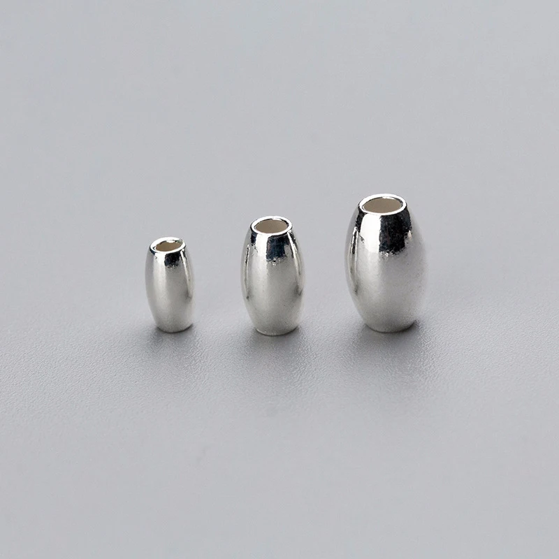 

SOFTPIG 5 Pieces/Lot Real 925 Sterling Silver Olive Beads Charms Wholesale Dropshipping Handmade Of DIY Accessories