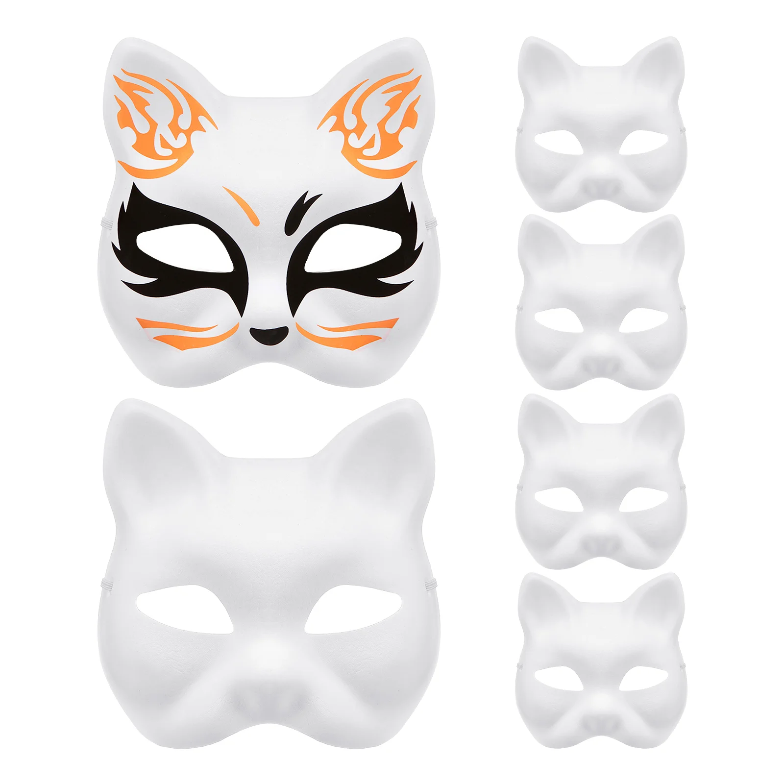 Фото 6 Pcs Masquerade Mask Wolf Blank Halloween Crafts DIY Paintable Masks White Paper Man Apparel №3
