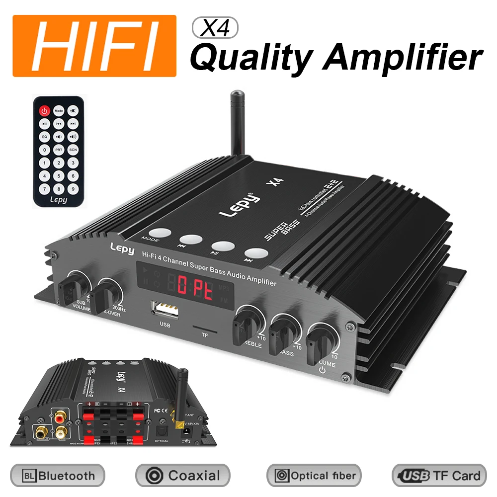 Мини аудио Bluetooth 4-канальный звуковой мощный стерео усилитель HiFi Цифровой для
