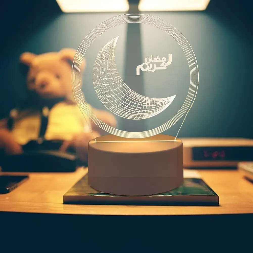 

Светодиодный ночник 3D EID Mubarak, акриловый креативный Настольный светильник для Рамадана, Eid Al и вечерние Adha, декор для Рамадана, настольная лам...