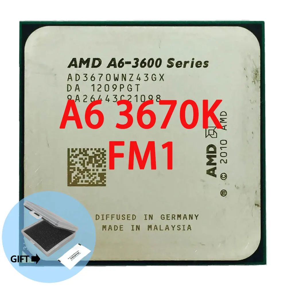 

AMD A6-Series A6-3670K A6 3670 k 2.7 GHz Quad-Core CPU Processor AD3670WNZ43GX Socket FM1