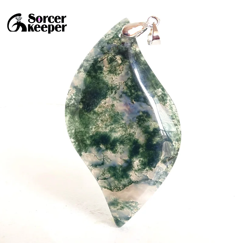 

Ожерелье с натуральным агатом и зеленым кулоном, BH352