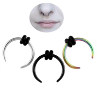 jioromy 1 pc surgical steel ox horn vintage nose septum hoop rings ear septum clicker horseshoe nose ear taper piercing jewely