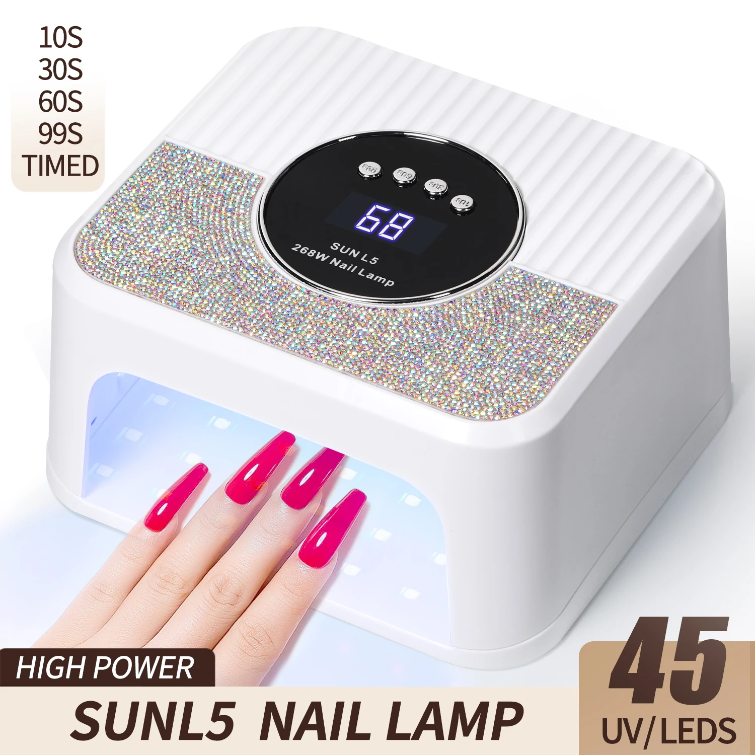 Профессиональная лампа для сушки гель-лака Yikoolin 1 шт. с 4 настройками таймера и