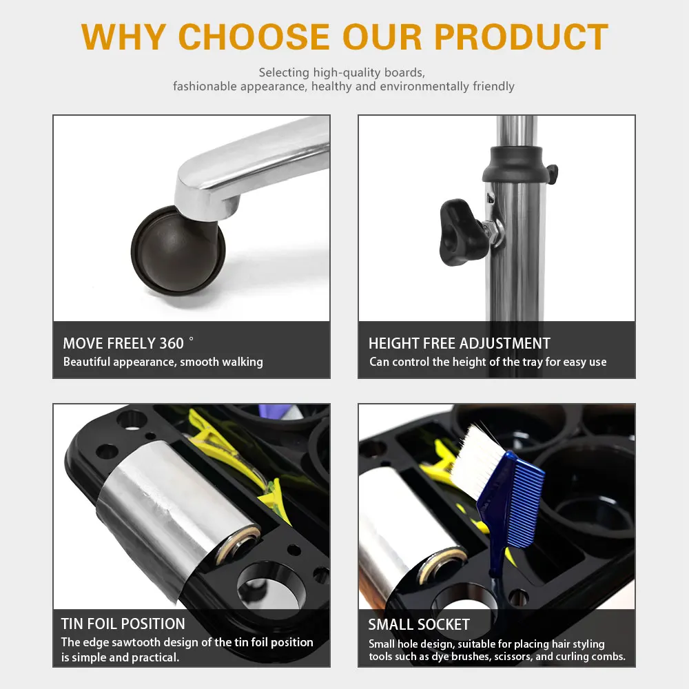 Салонный поднос на колесах — алюминиевый для татуировок премиум-класса