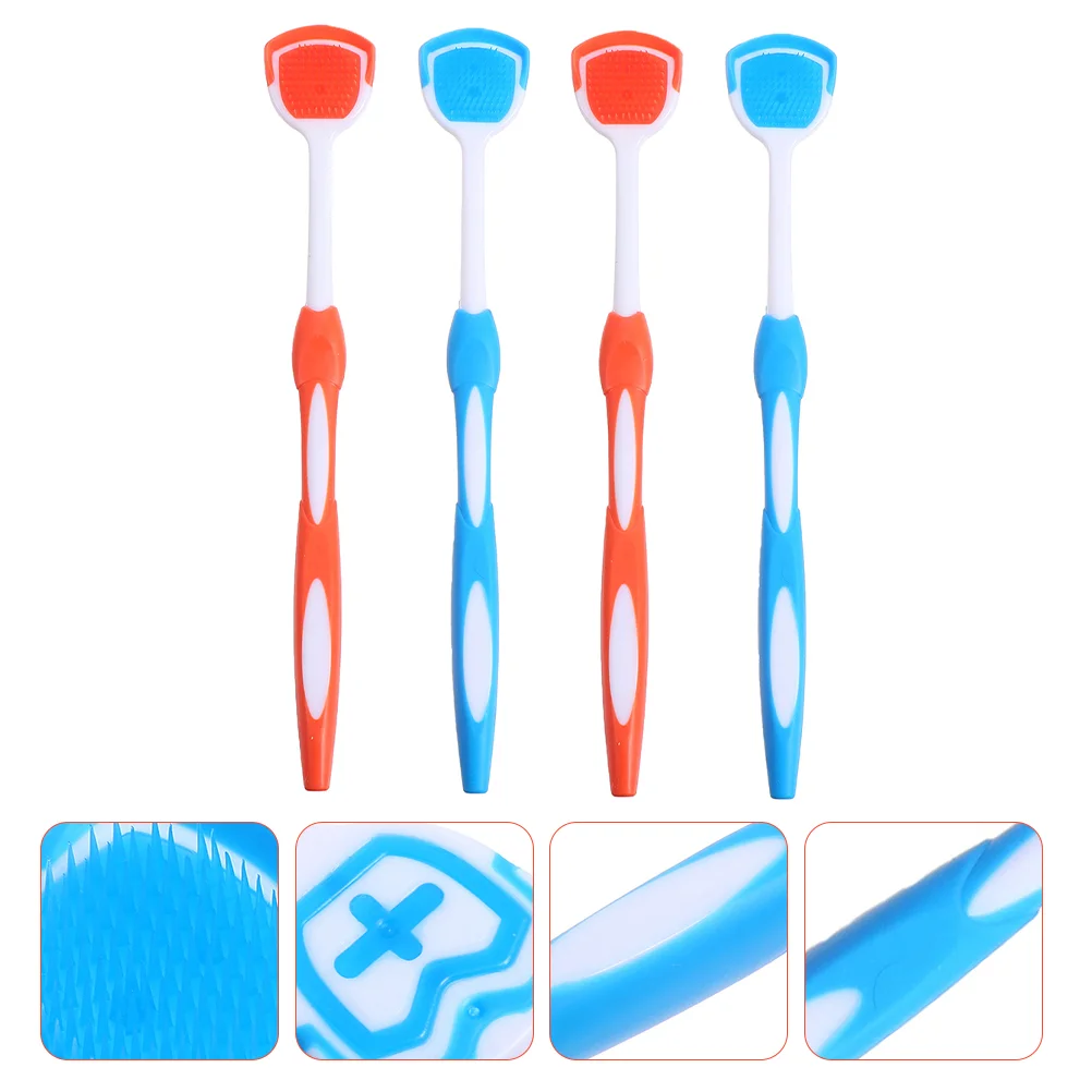 

4Pcs Tongue Coating Cleaner Metal Tongue Scraper Oral Tongue Brushes Oral Care Brushes Tongue Scraper Brush