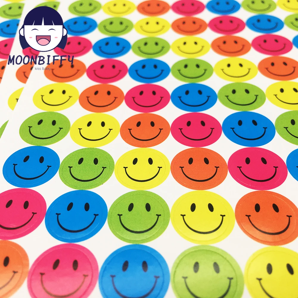 

10 Sheets =540pcs Children Smile Face Reward Stickers School Teacher Merit Praise Class Sticky Paper Lable Notebook Stickers