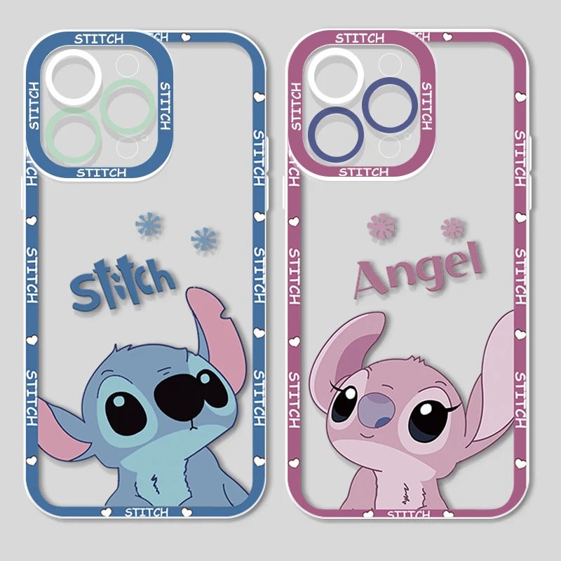 

Stitch Lilo Angel Cute For Apple iPhone 14 13 12 11 X XR XS MAX 8 7 6 Pro Plus Angel Eyes Transparent Soft Phone Case Coque Capa