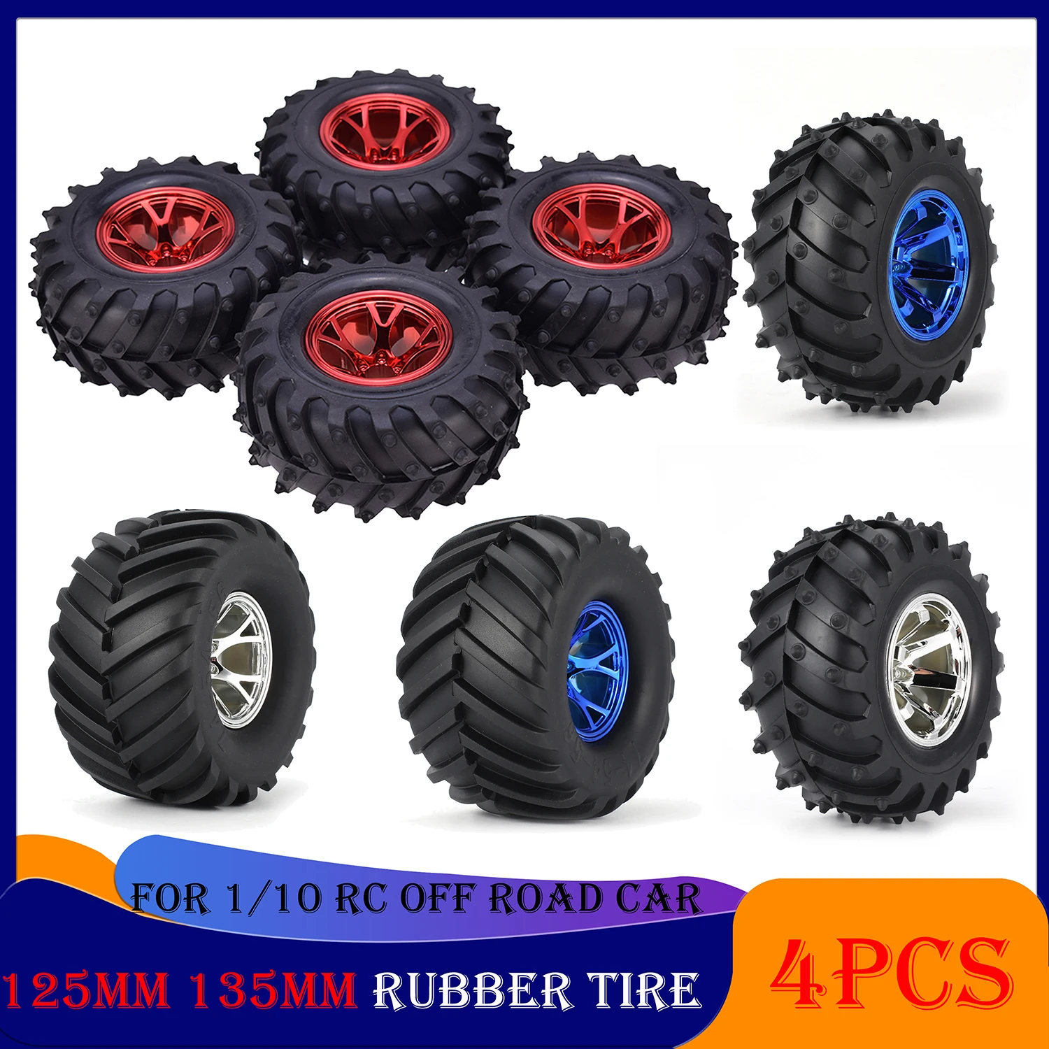 4 шт. 125 мм 135 мм 1/10 Rc монстр колесные шины обод резиновые шины пластик ABS Автомобильная ступица для грузовика внедорожника HPI HSP Savage XS TM Flux LRP 4 шт. 125 мм 135 мм 1/10 Rc монстр колесные шины обод резиновые шины пластик ABS Автомобильная ступица для грузовика внедорожника HPI HSP Savage XS TM Flux LRP