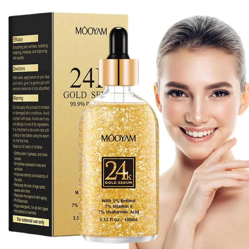 

Gold Face Essence 24K Gold Vitamin E Balancing Facial Essence Skin Complexion Pore Minimizer 3 Oz Anti-Age Face Oils With