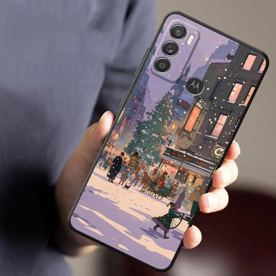 Фото Чехол Christmas Town для Motorola Moto G50 G52 G60s G22 Edge40 Edge 20 Pro 30 Lite G32 G53 G30 G71 G51 G73 №4