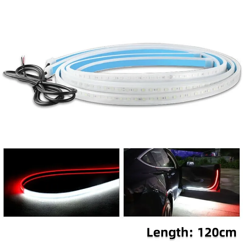 

120cm Red White LED Car Door Anti-Collision Warning Light Safety Warning Streamer Lamp Strip Waterproof Decorative Ambient Light