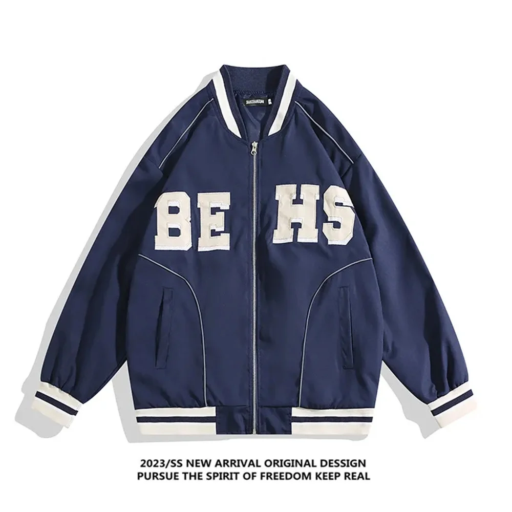 

Japan Korean Harajuku Cityboy Embroidered Baseball Coat Men's Bomber Jacket Loose Retro Workwear Couple Jacket Spring Autumn