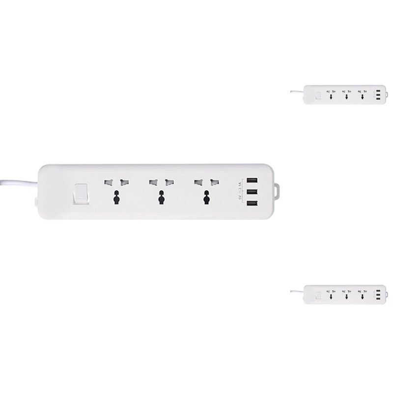 

Умный удлинитель с защитой от перенапряжения, 3 розетки, 3 USB-порта