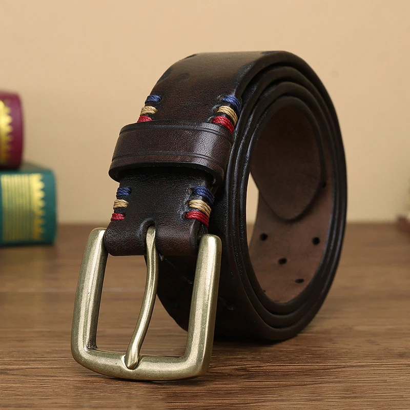 

Мужской ремень из натуральной воловьей кожи, толщиной 3,8 см