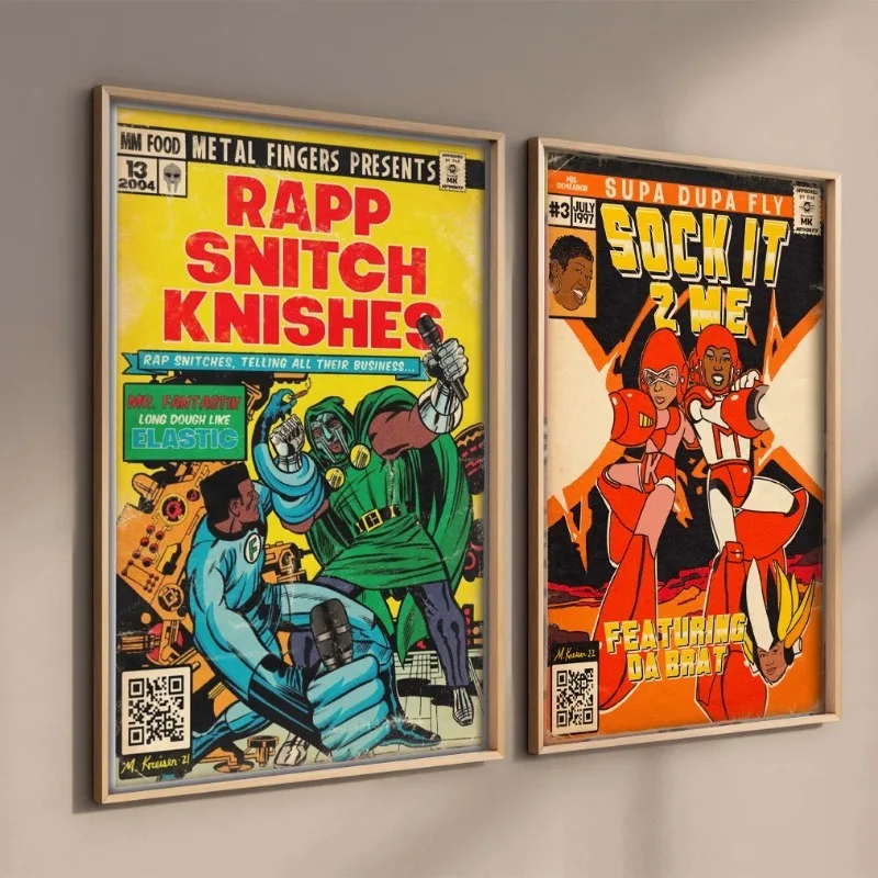 Винтажный плакат MF Doom Comics художественный принт на холсте без рамы распылительная