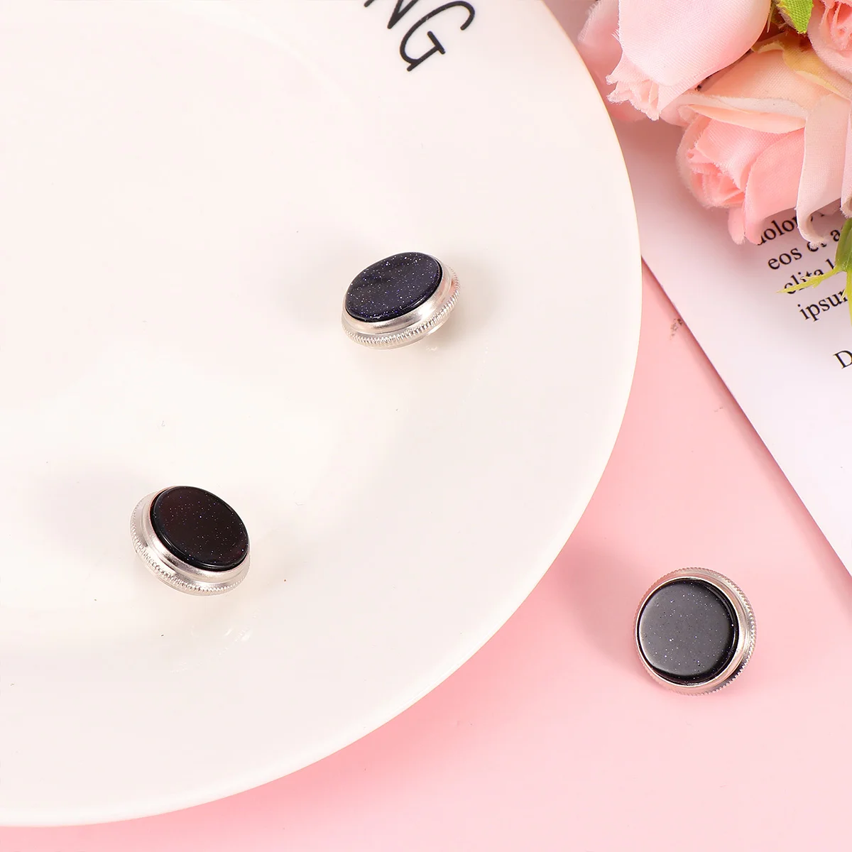 

Trumpet button Buckle Trumpet Finger Buttons Short Button Buckle Sky Inlay Press Cover Button Snap, 3Pcs, ( Blue Sand Stone )