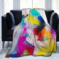 colorful feather texture fleece flannel throw blankets for couch bed sofa carcozy soft blanket throw for kids women adults